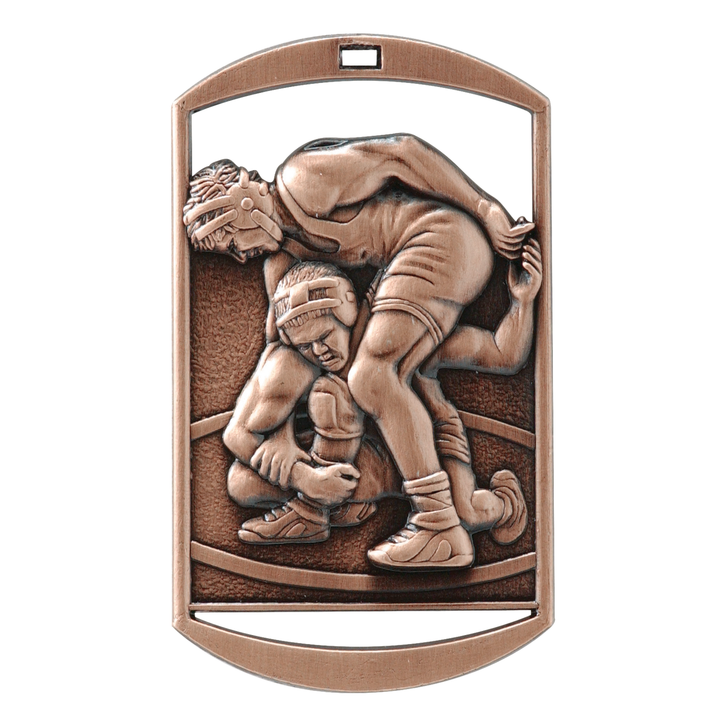 Rectangular Wrestling Medal 2.75" / Bronze (Copper Tone)
