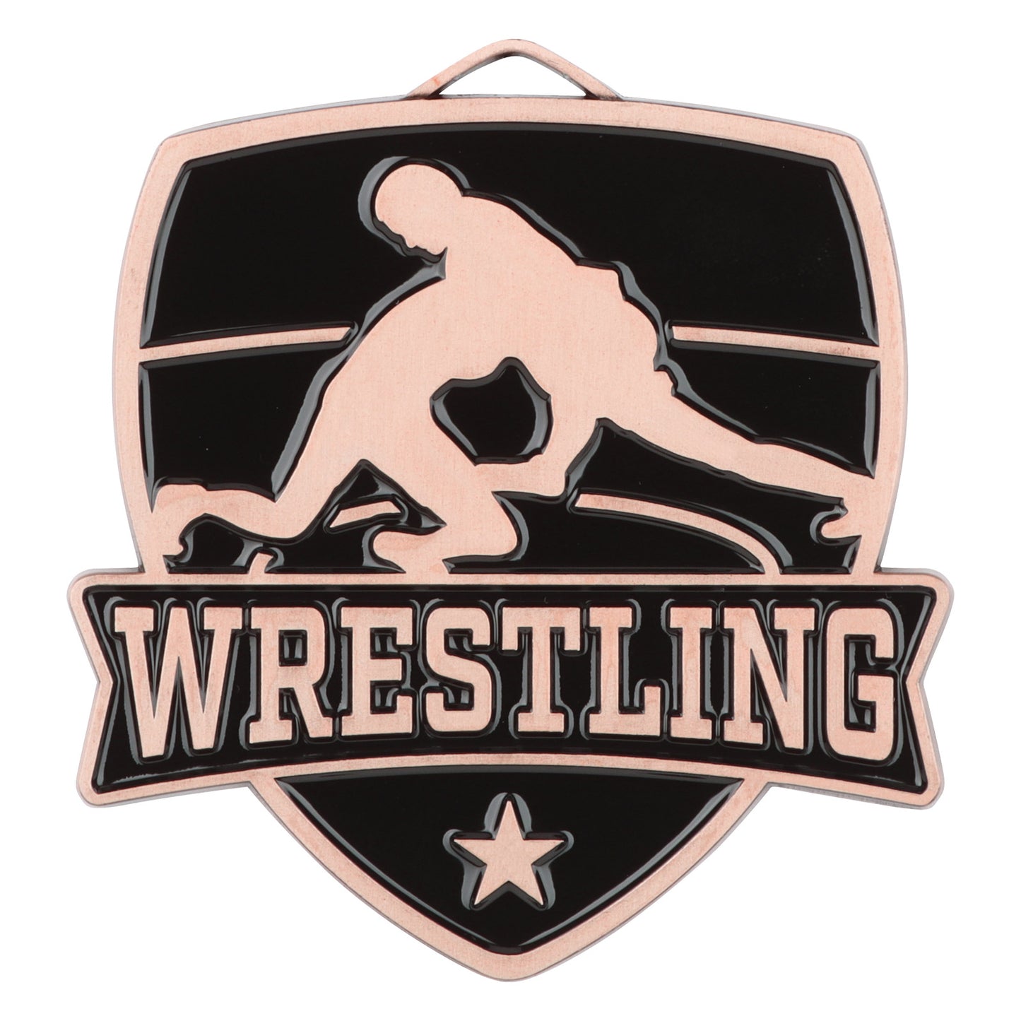 Shield Wrestling Medal 2.5" / Bronze (Copper Tone)