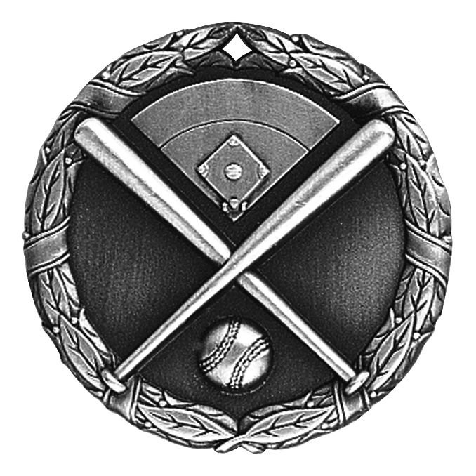 Wreath Softball Medal 2" / Silver