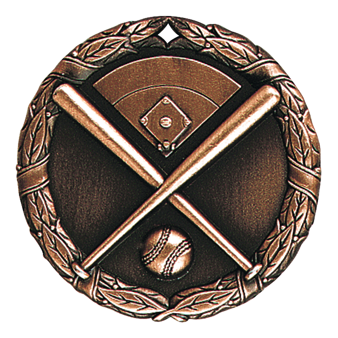 Wreath Softball Medal 2" / Bronze (Copper Tone)
