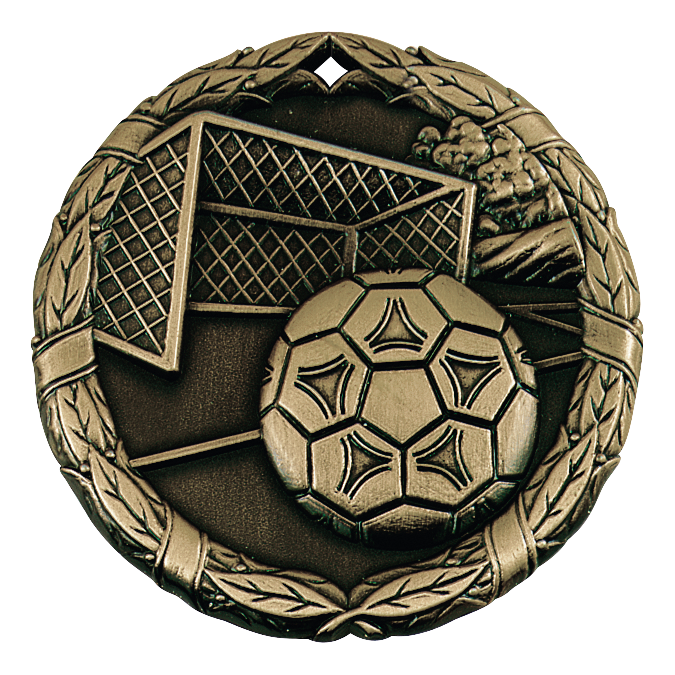 Wreath Soccer Net Medal 2" / Gold