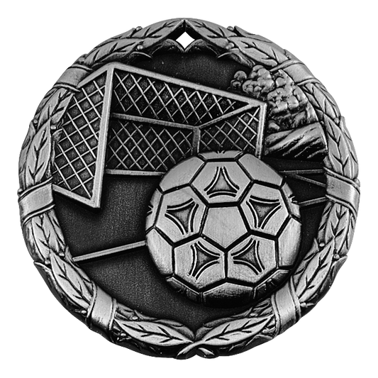 Wreath Soccer Net Medal 2" / Silver