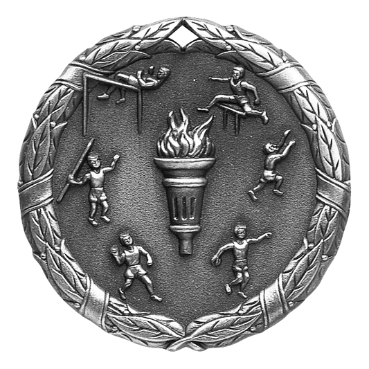 Wreath Track and Field Medal 2" / Silver