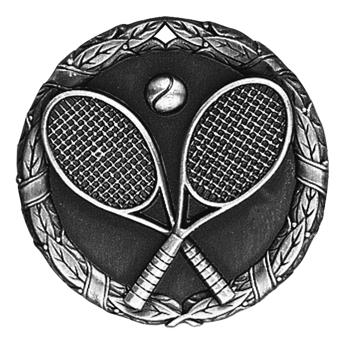Wreath Tennis Medal 2" / Silver