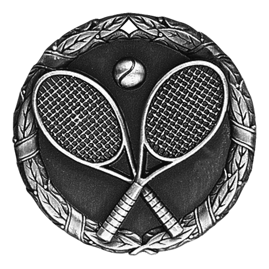 Wreath Tennis Medal 2" / Silver