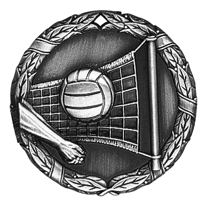 Wreath Volleyball Medal 2" / Silver