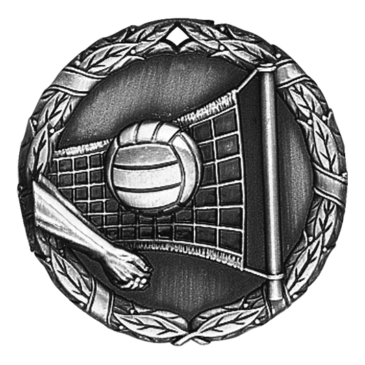 Wreath Volleyball Medal 2" / Silver