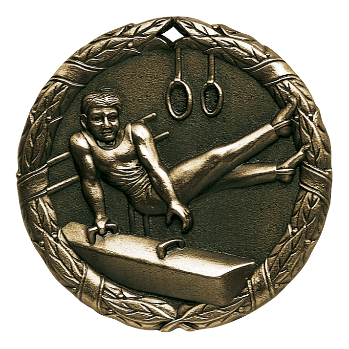 Wreath Male Gymnist Medal 2" / Gold