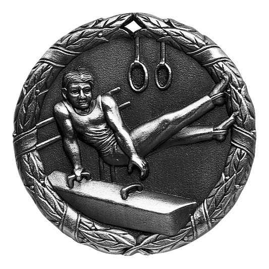 Wreath Male Gymnist Medal 2" / Silver