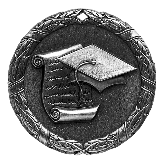 Wreath Graduation Medal 2" / Silver