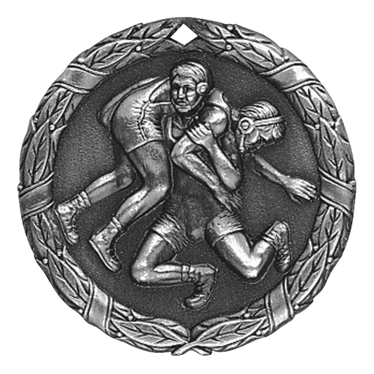 Wreath Wrestling Medal 2" / Silver