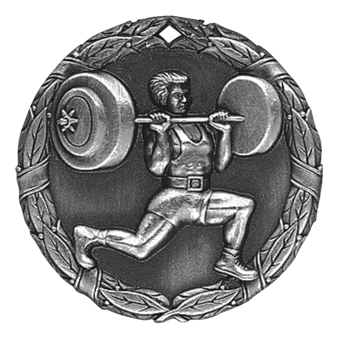 Wreath Weight Lifting Medal 2" / Silver