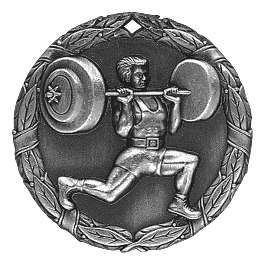 Wreath Weight Lifting Medal 2" / Silver