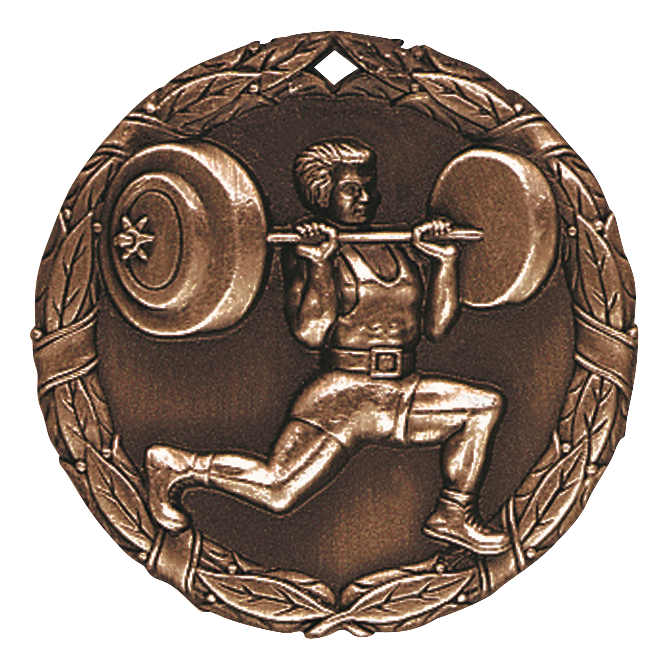 Wreath Weight Lifting Medal 2" / Bronze (Copper Tone)