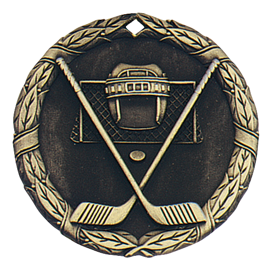 Wreath Ice Hockey Medal 2" / Gold