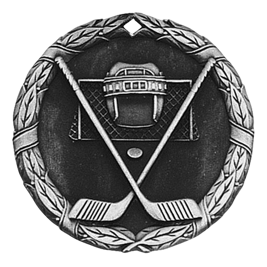 Wreath Ice Hockey Medal 2" / Silver