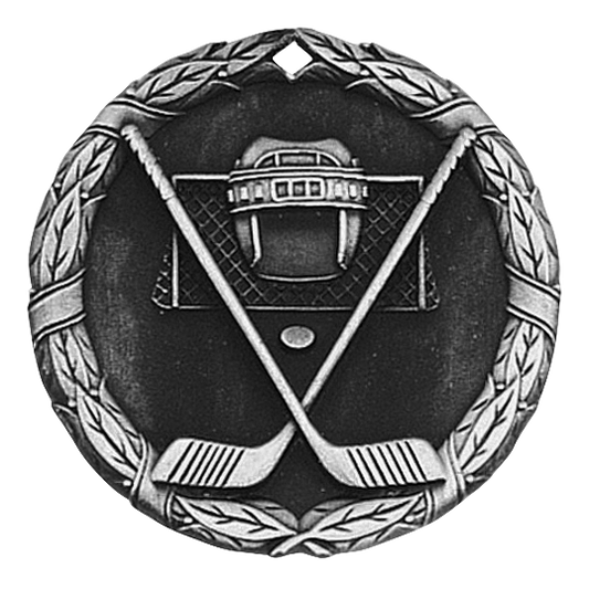 Wreath Ice Hockey Medal 2" / Silver