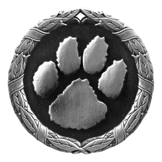 Wreath Paw Print Medal 2" / Silver