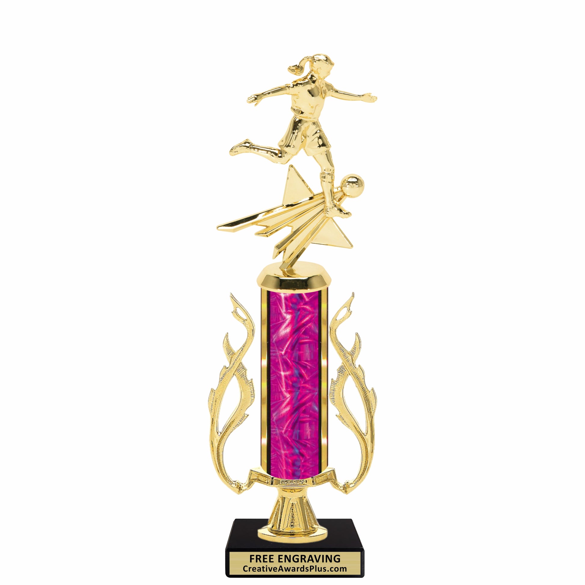 Flaming Soccer Trophy 13.5" / Gold / Female