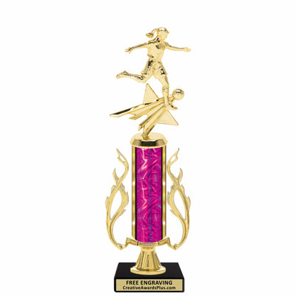 Flaming Soccer Trophy 13.5" / Gold / Female