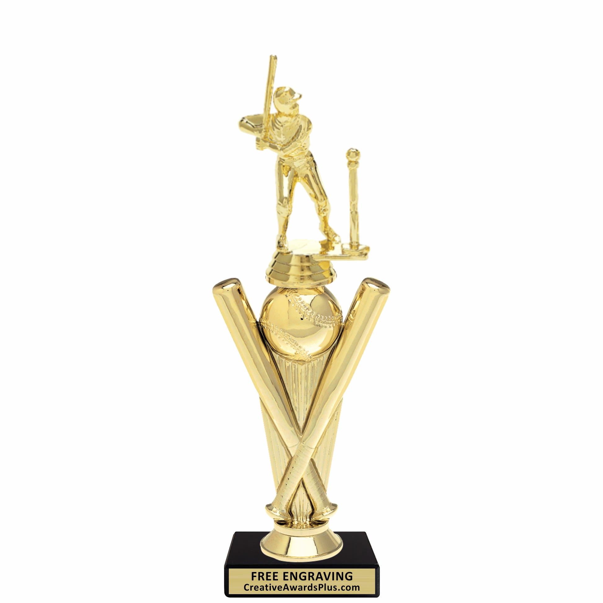 Crossed Bats T-Ball Trophy 10.9" / Gold / Male