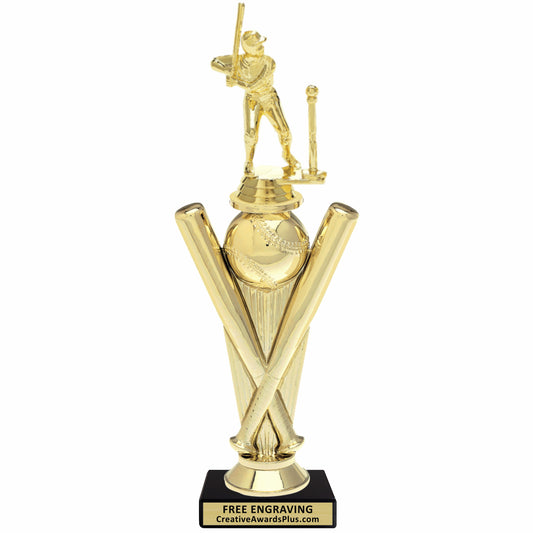 Crossed Bats T-Ball Trophy 11.9" / Gold / Male
