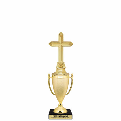 Stippled Cup Christian Trophy 11.4" / Gold