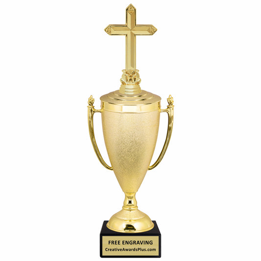 Stippled Cup Christian Trophy 15.25" / Gold