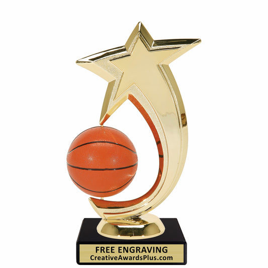 Star Spinning Basketball Trophy 6.75" / Gold