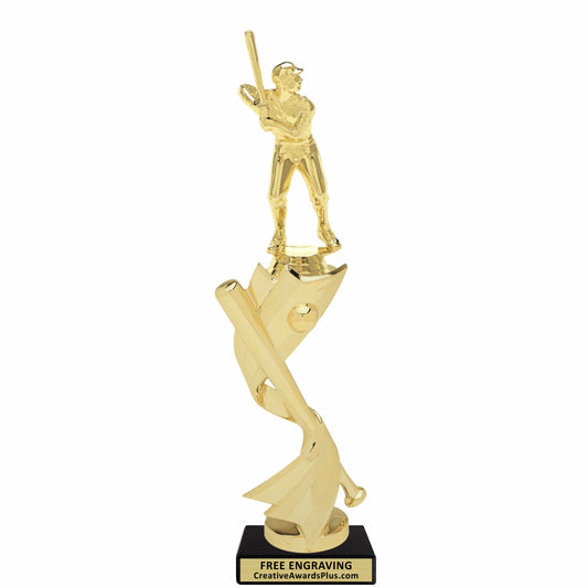 Celebration Ribbon Baseball Trophy 12.25" / Gold