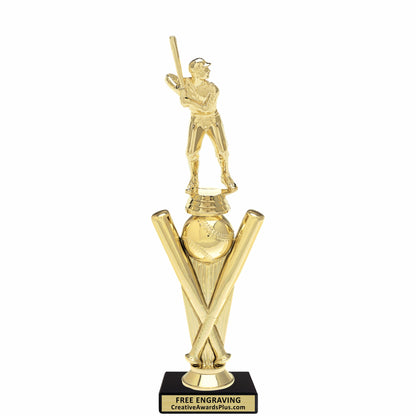 Crossed Bats Baseball Trophy 11.9" / Gold