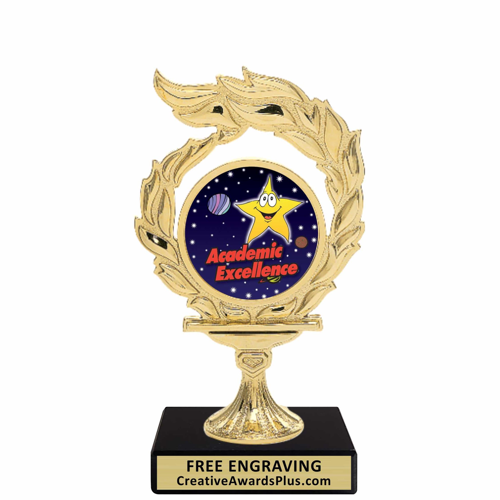 Flame Academic Trophy 6.5" / Gold / Academic Excellence