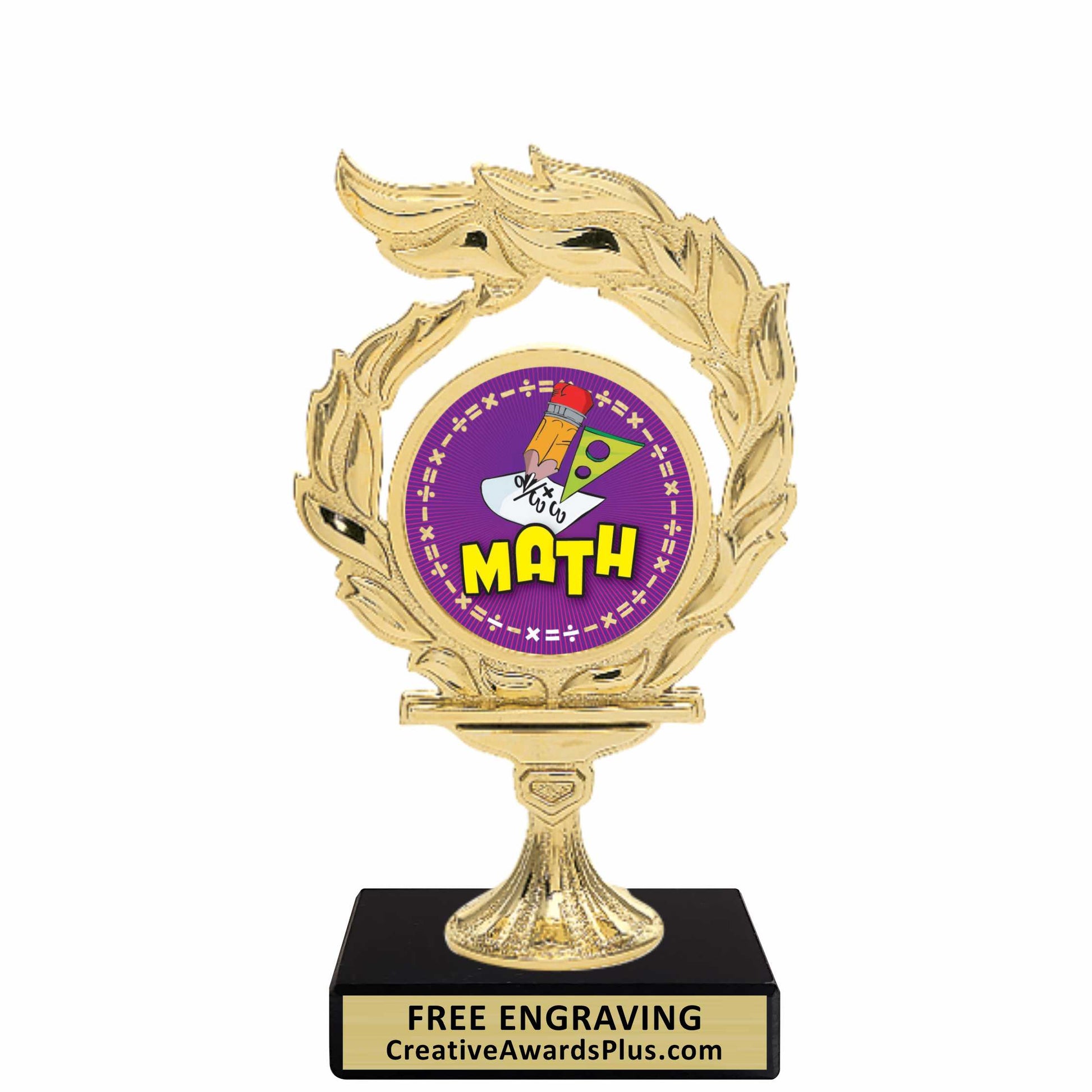 Flame Academic Trophy 6.5" / Gold / Math
