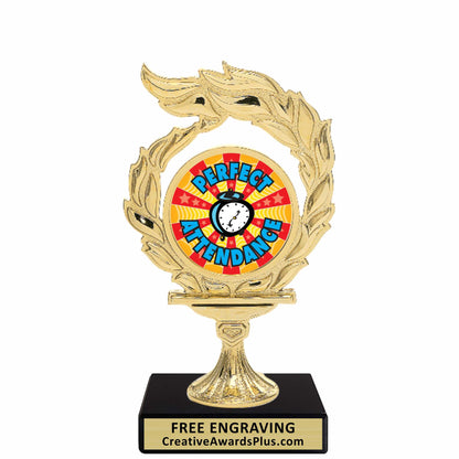 Flame Academic Trophy 6.5" / Gold / Perfect Attendance