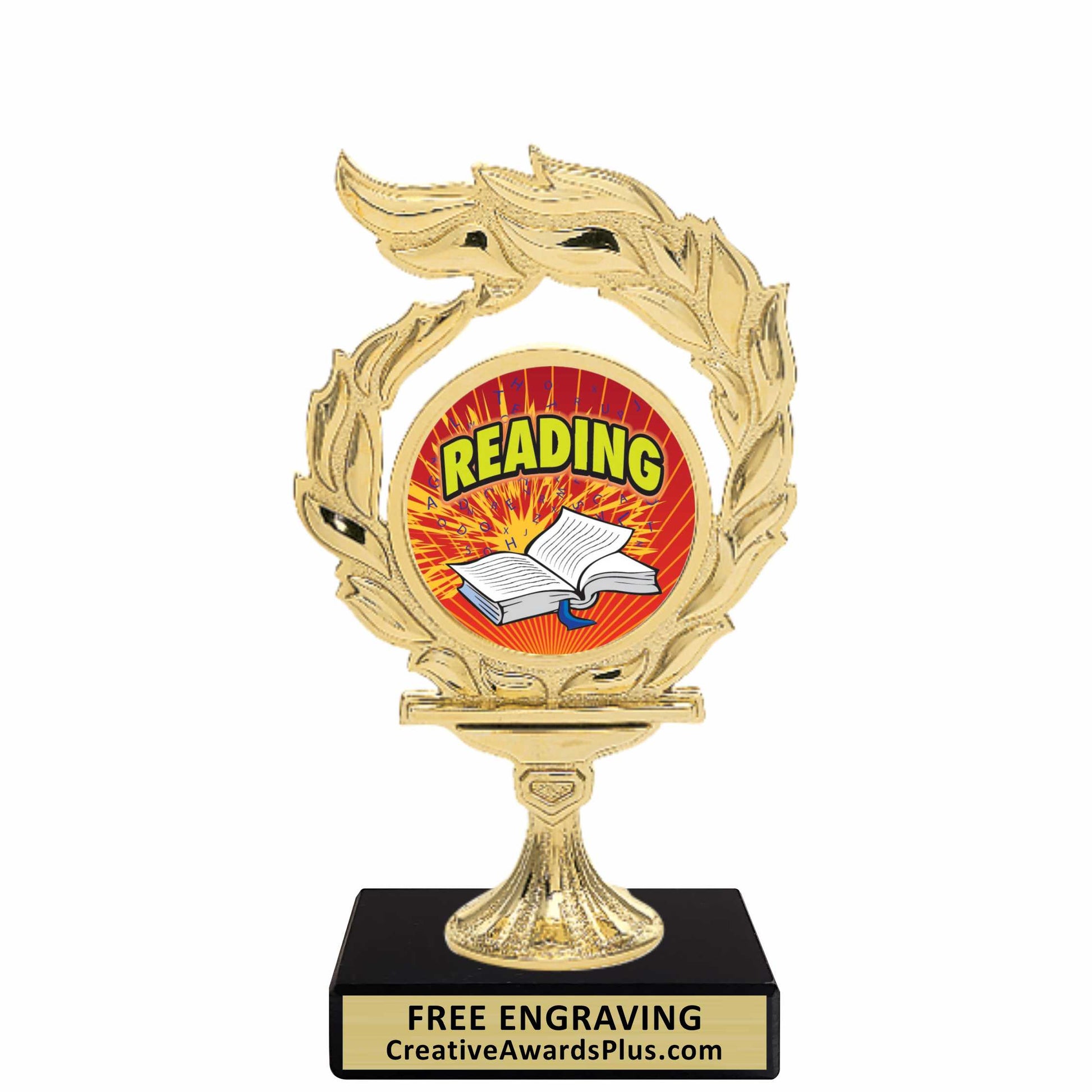Flame Academic Trophy 6.5" / Gold / Reading