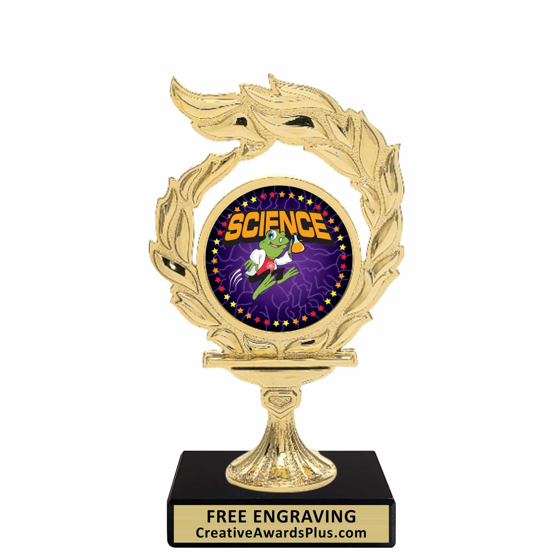 Flame Academic Trophy 6.5" / Gold / Science