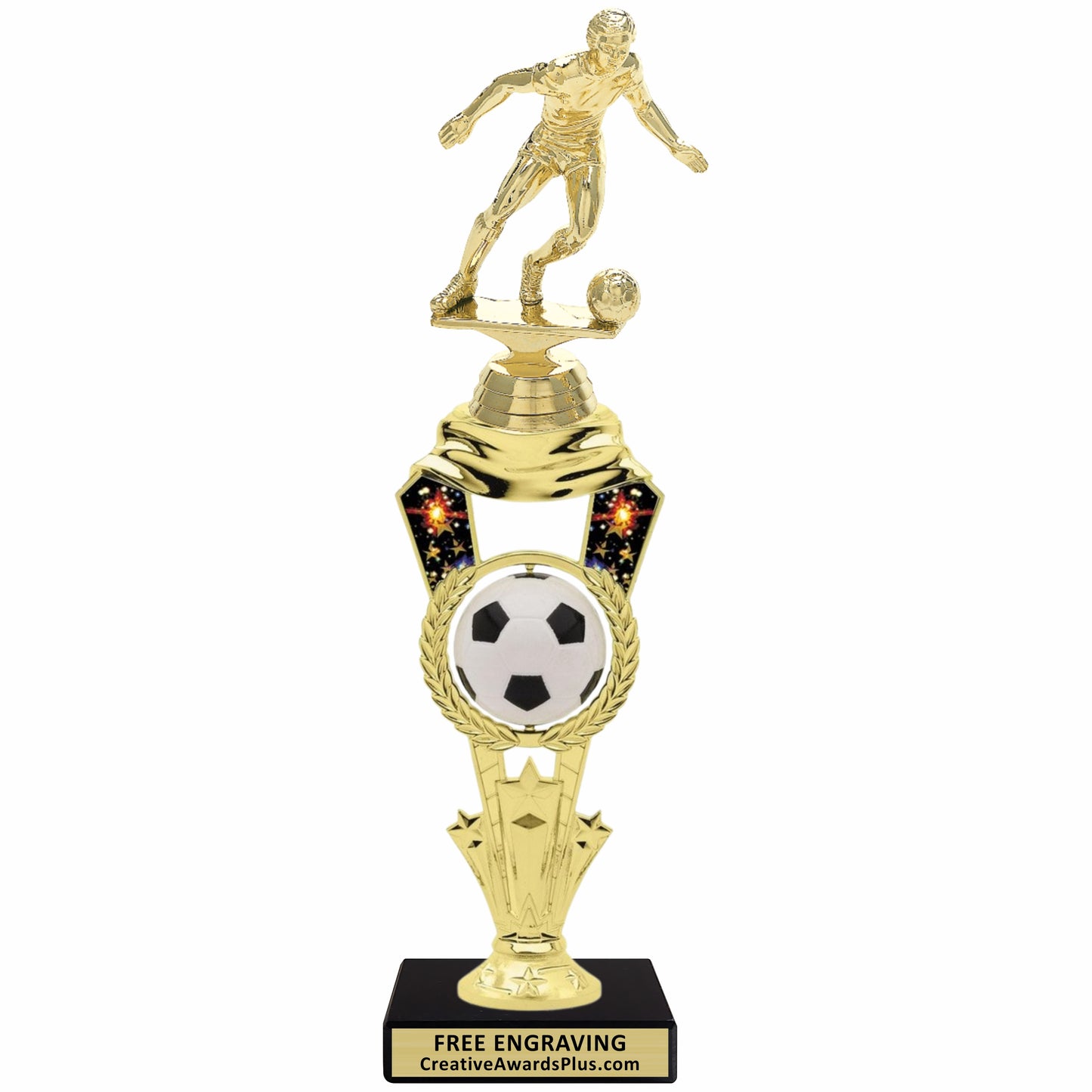 Galaxy Spinner Soccer Trophy 11.4" / Gold / Male