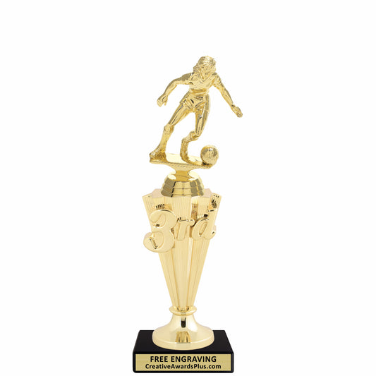 Soccer 3rd Place Trophy 9.75" / Gold / Female