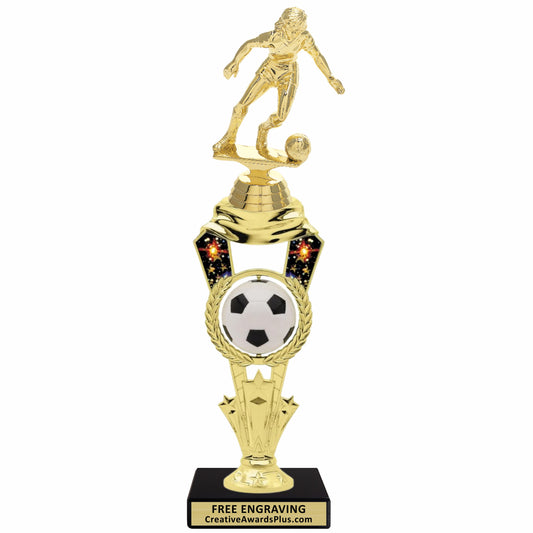 Galaxy Spinner Soccer Trophy 11.4" / Gold / Female