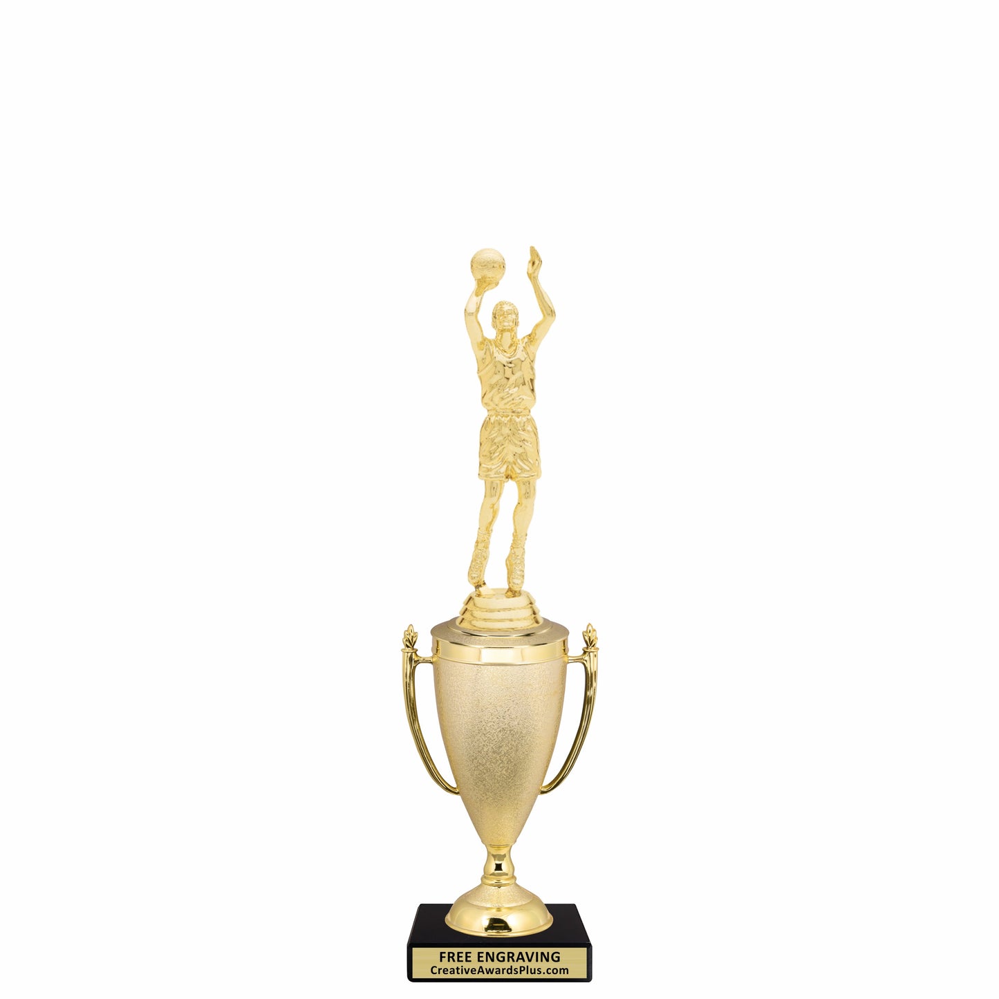 Stippled Cup Basketball Trophy 12.4" / Gold / Male