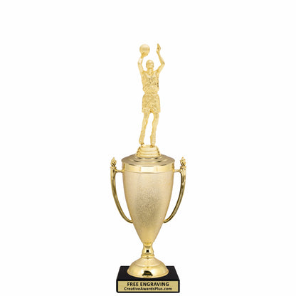 Stippled Cup Basketball Trophy 14" / Gold / Male
