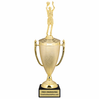 Stippled Cup Basketball Trophy 16.25" / Gold / Male