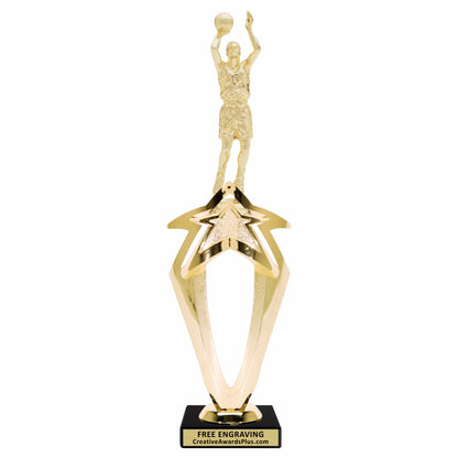 Mega Star Basketball Trophy 13.4" / Gold / Male