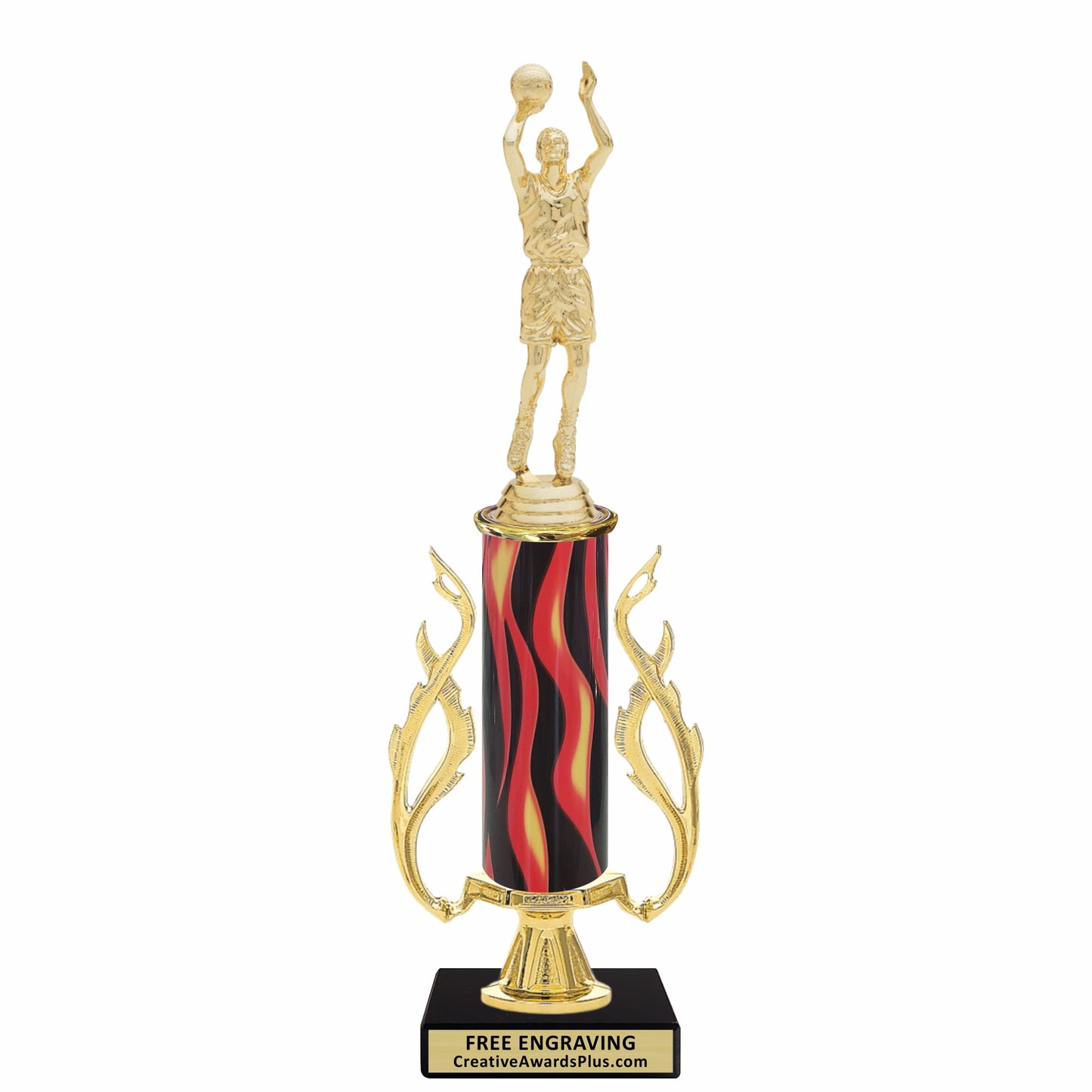 Flaming Basketball Trophy 14" / Gold / Male