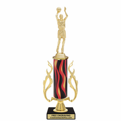 Flaming Basketball Trophy 14" / Gold / Male