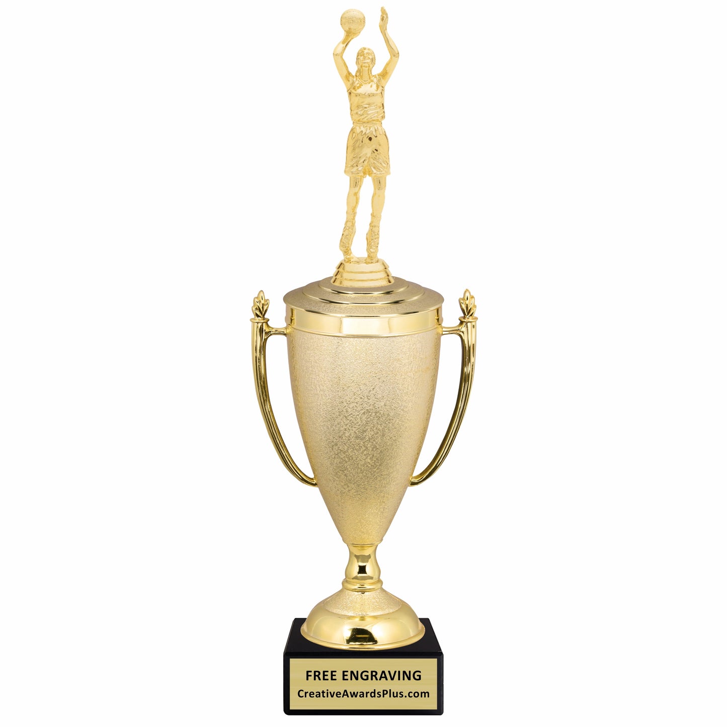 Stippled Cup Basketball Trophy 16.25" / Gold / Female