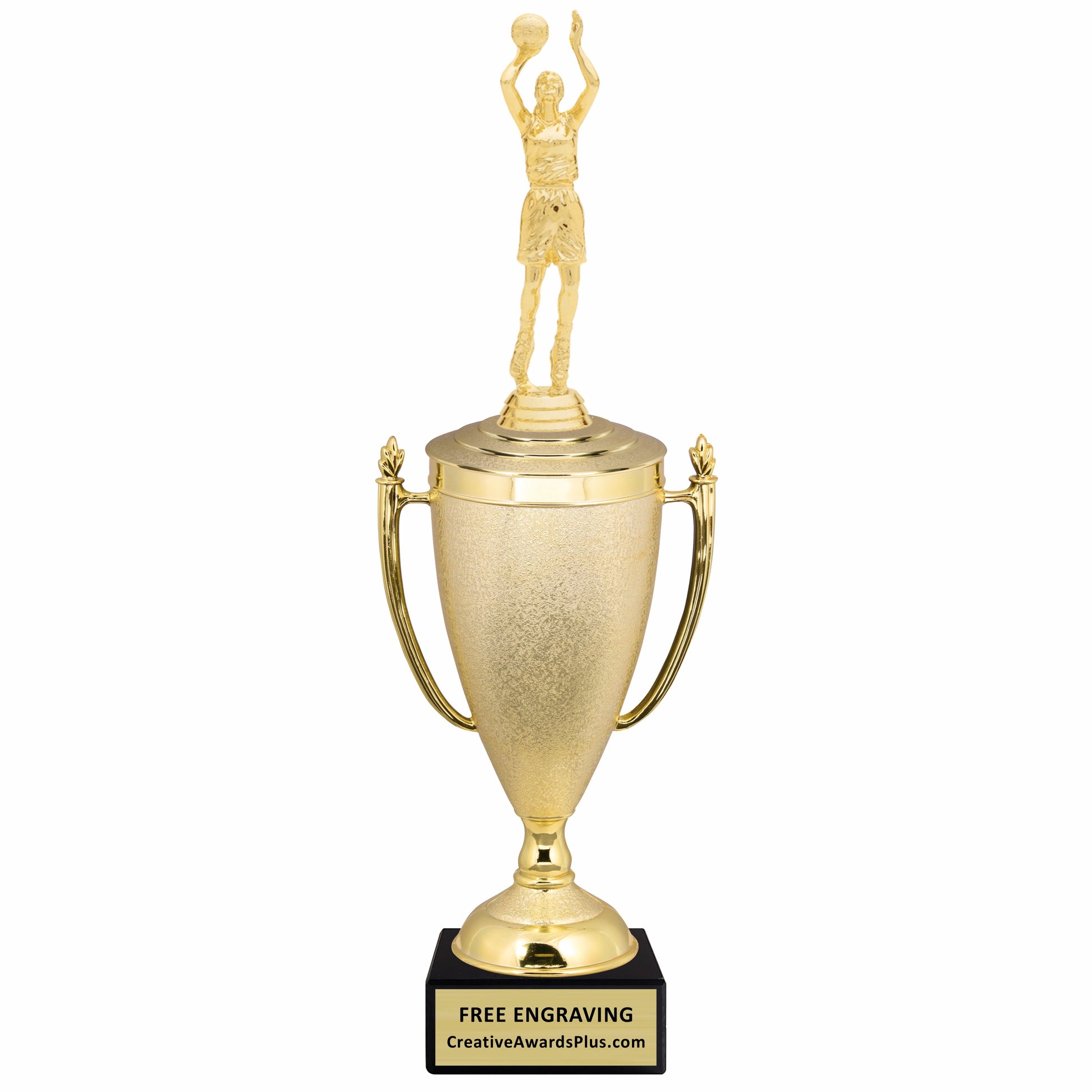 Stippled Cup Basketball Trophy 16.25" / Gold / Female