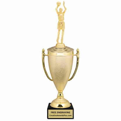 Stippled Cup Basketball Trophy 16.25" / Gold / Female