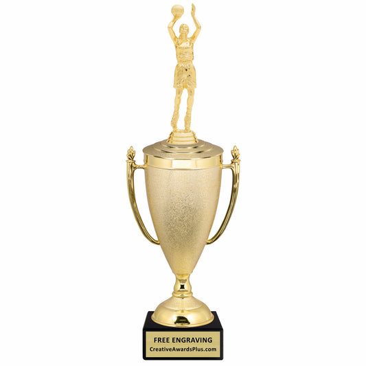Stippled Cup Basketball Trophy 16.25" / Gold / Female