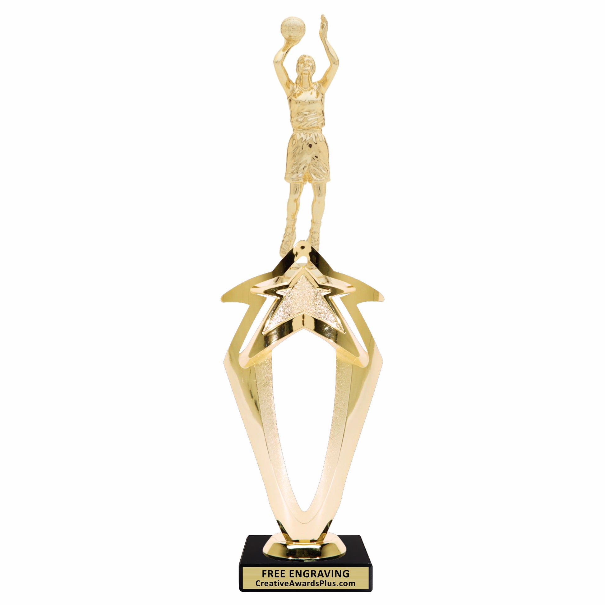 Mega Star Basketball Trophy 13.4" / Gold / Female